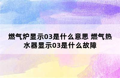 燃气炉显示03是什么意思 燃气热水器显示03是什么故障